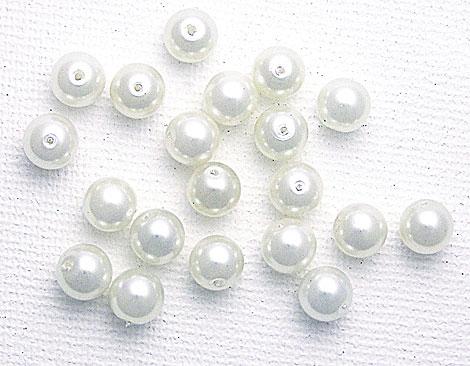 ABALORIOS CUENTAS PERLAS VIDRIO BLANCAS 180 UNIDADES DE  8MM  REF. B19580