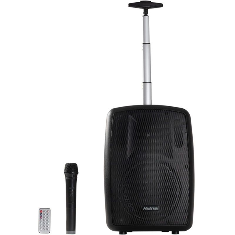 ALTAVOZ INALAMBRICO FONESTAR 100W CON MICROFONO, SALIDA AUX, BLUETOOTH 7 HORAS AUTONOMIA 30X47X23REF: 21216