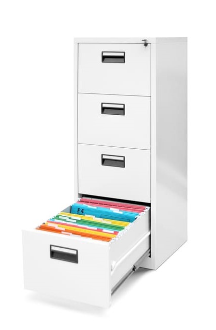 ARCHIVADOR METALICO CARPETAS COLGANTES BLANCO DE 132X46X62CM 4 CAJONES CERRADURA Y ANTIVUELCO