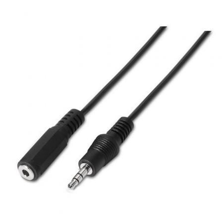 Adaptador Estéreo Aisens A128-0145/ Jack 3.5 Macho - Jack 3.5 Hembra/ 1.5m/ Negro