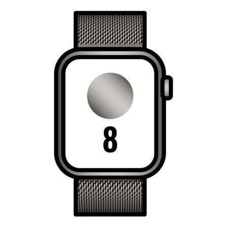 Apple Watch Series 8/ GPS/ Cellular/ 41mm/ Caja de Acero Inoxidable Grafito/ Correa Milanese Loop Gr