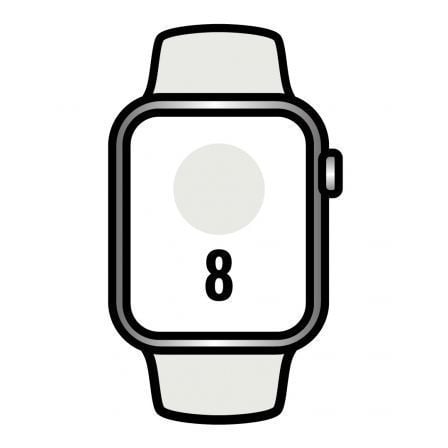 Apple Watch Series 8/ GPS/ Cellular/ 45mm/ Caja de Acero Inoxidable Plata/ Correa Deportiva Blanca