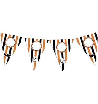 BANDERINES CON CINTA 13X17CM HALLOWEN PACK DE 8 BANDERINES INCLUYE CINTA PARA COLGAR