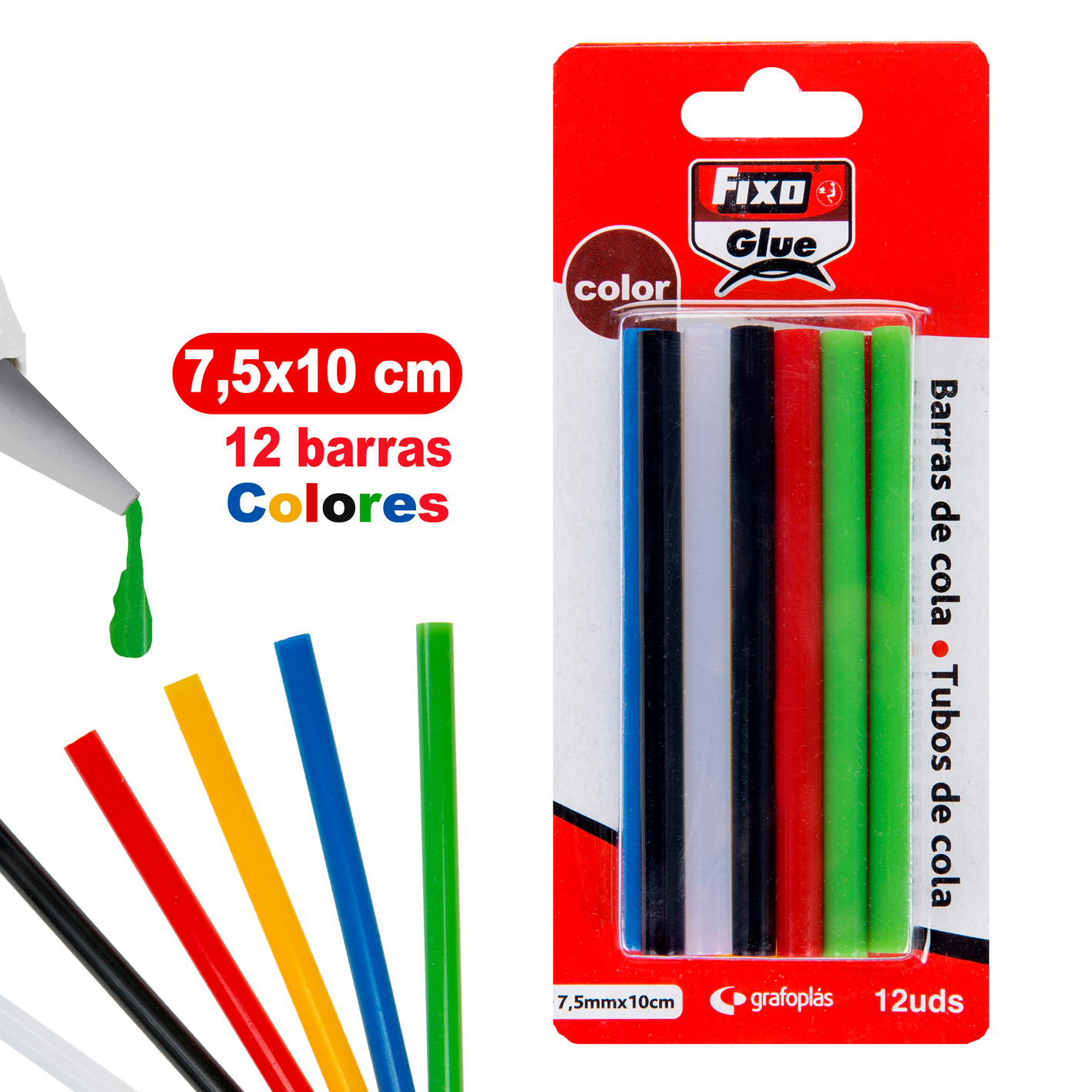 BARRA SILICONA ***PACK COLORES BASICOS*** PACK 10 BARRAS DE SILICONA DE 7.5MM REF: 00058699