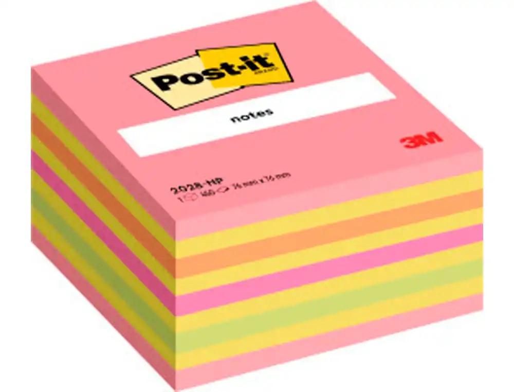 BLOC NOTAS ADHESIVAS QUITA Y PON POST-IT 76X76MM **CUBO DE 450 HOJAS COLORES SURTIDOS*** REF: FT510093204