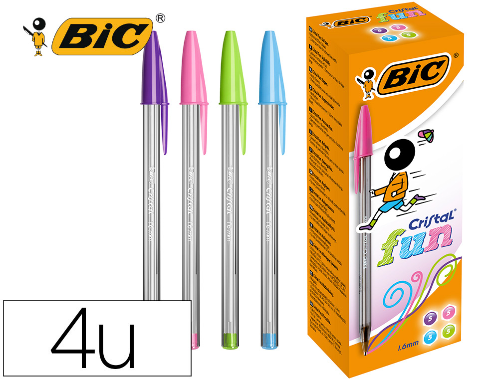 BOLIGRAFO BIC CRISTAL LARGE FASHION ***CAJA 20 UNIDADES*** COLORES SURTIDOS AZUL/VERDE/FUCSIA/VIOLETA REF: 895793