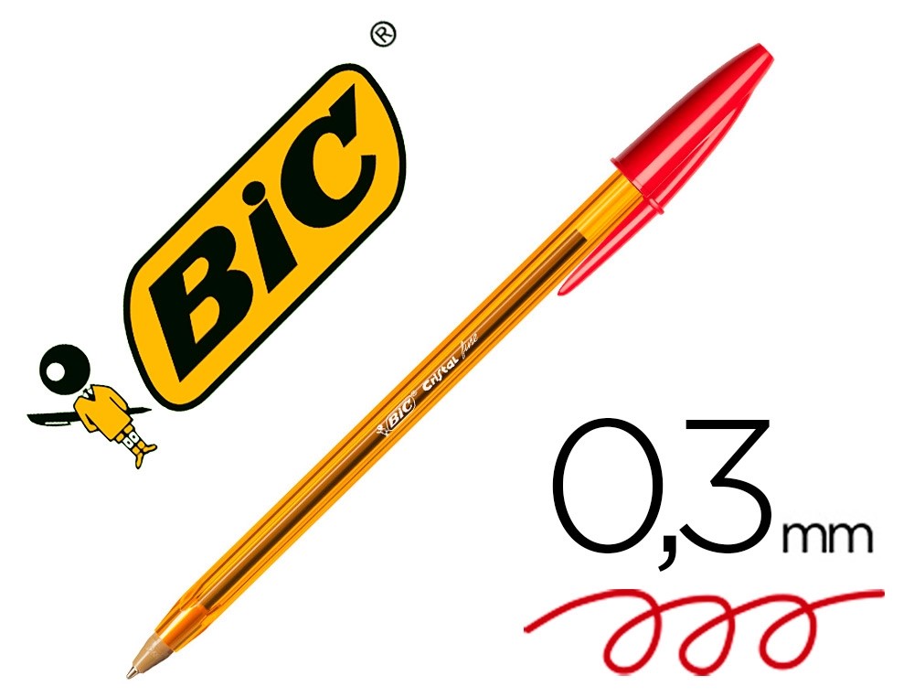 BOLIGRAFO BIC CRISTAL ***PUNTA FINE*** ROJO