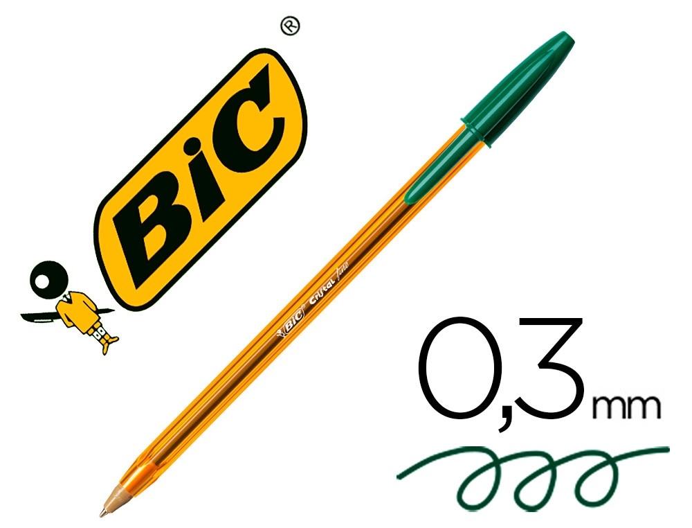 BOLIGRAFO BIC CRISTAL ***PUNTA FINE*** VERDE