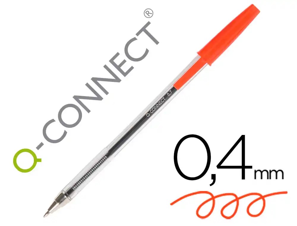 BOLIGRAFO TRANSPARENTE Q-CONNECT ROJO REF: KF26041