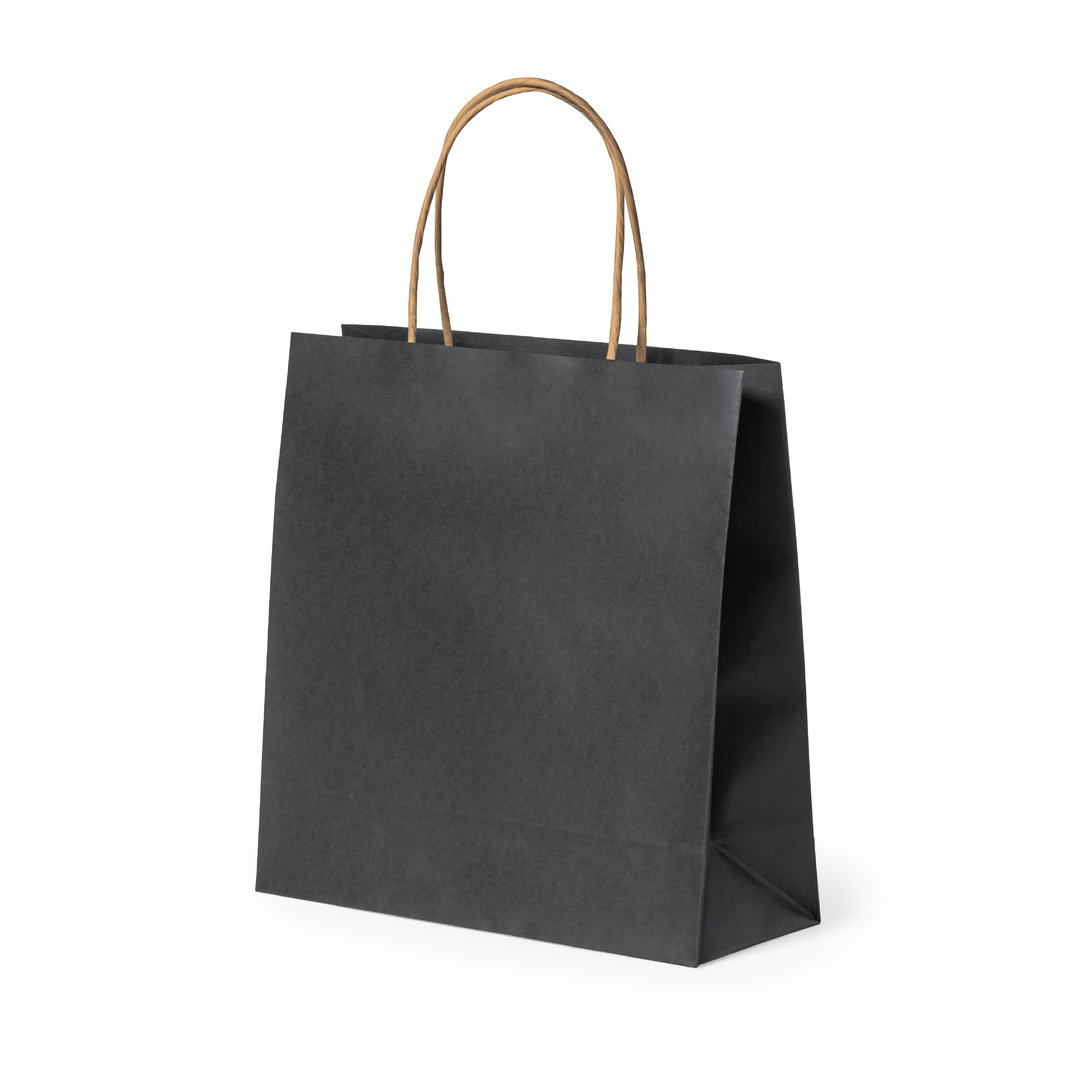 BOLSA PAPEL CON ASA RIZADA DE ****22X23X9CM COLOR NEGRO****