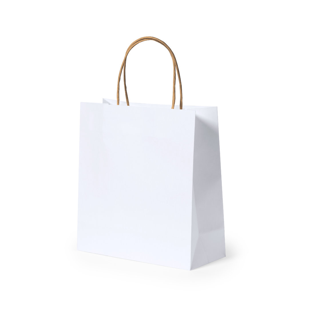 BOLSA PAPEL CON ASA RIZADA DE ****22X23X9M COLOR BLANCO****