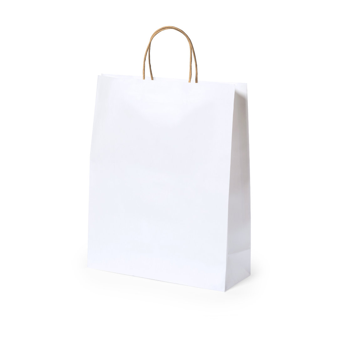 BOLSA PAPEL CON ASA RIZADA DE ****25X31X11CM COLOR BLANCO****