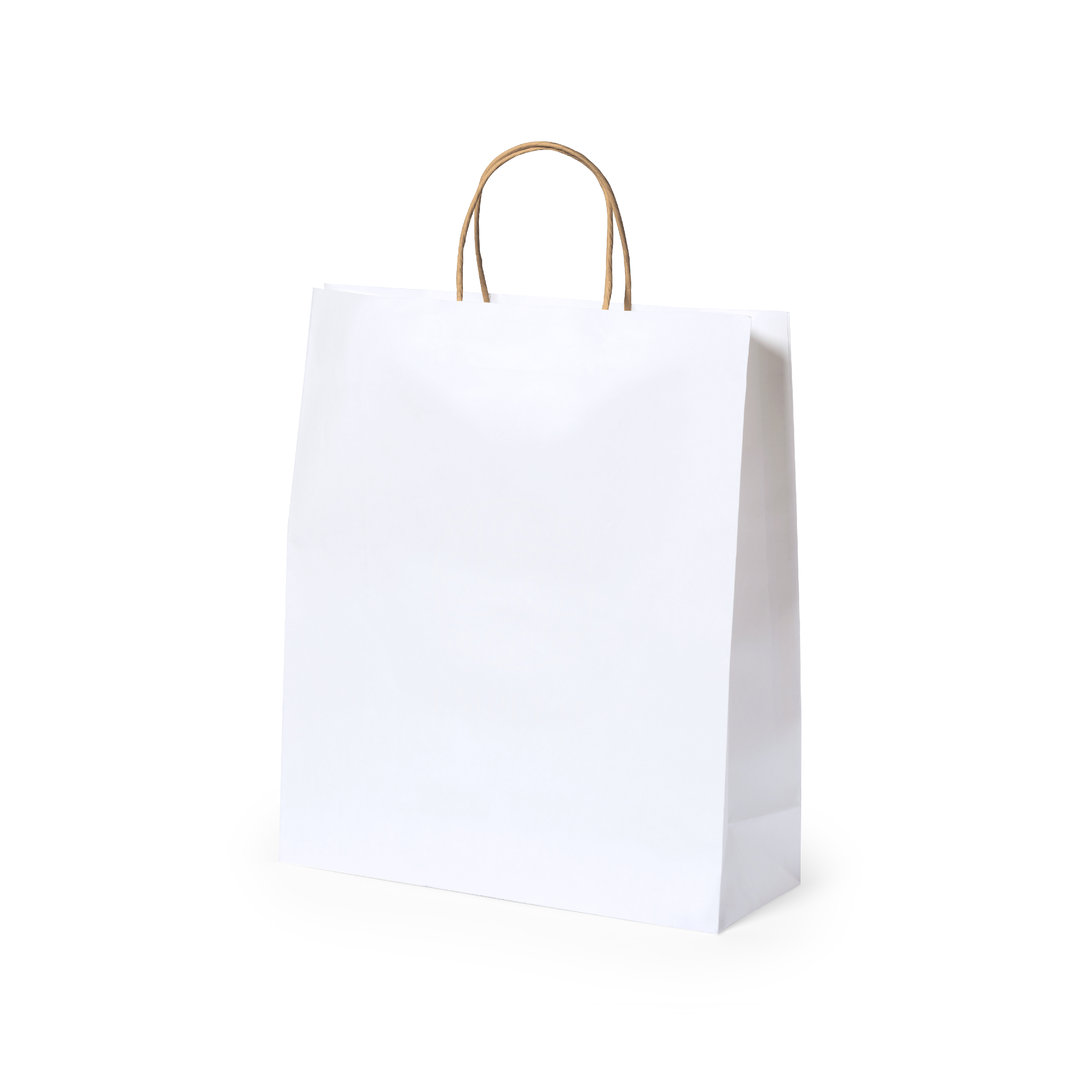 BOLSA PAPEL CON ASA RIZADA DE ****32X40X12CM COLOR BLANCO****