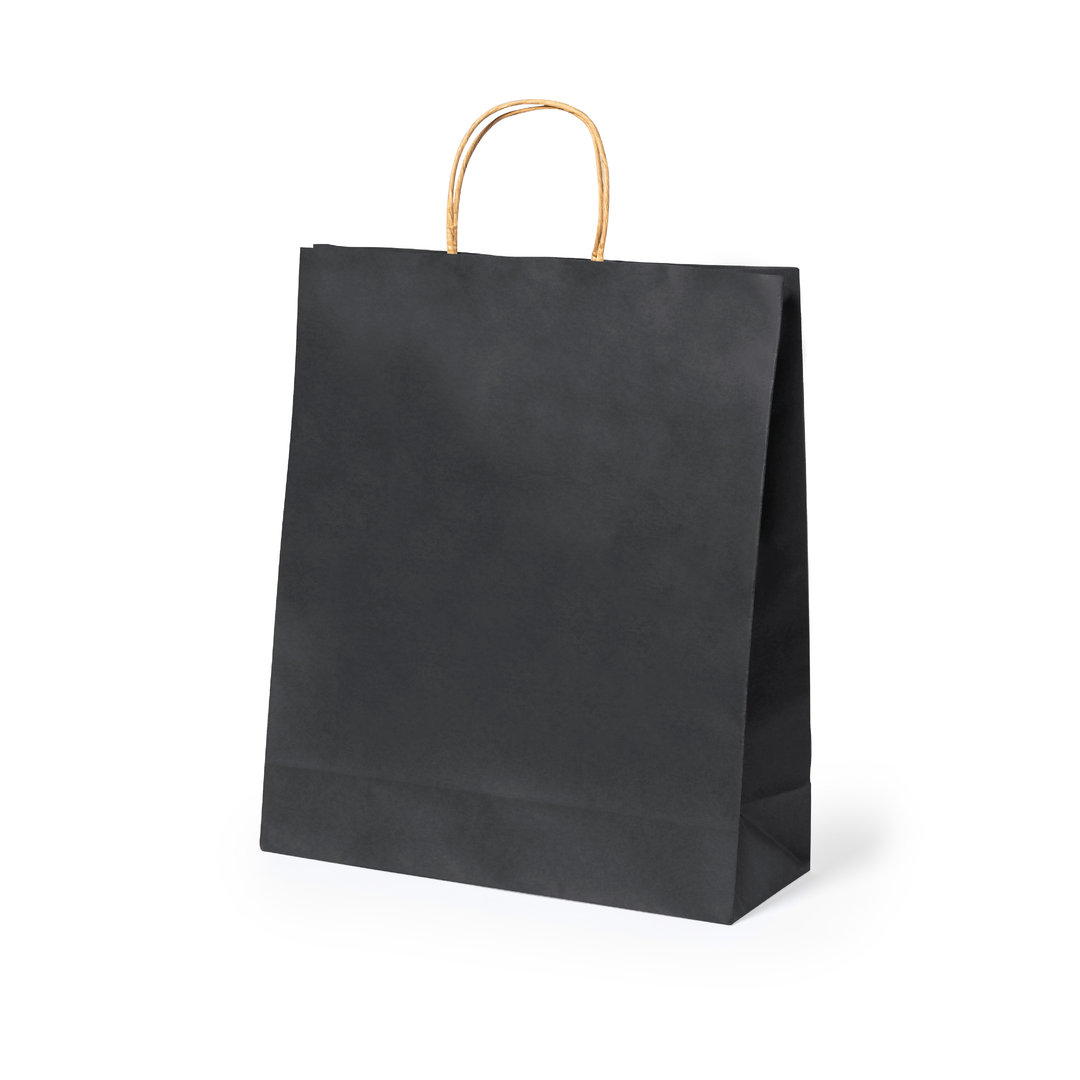 BOLSA PAPEL CON ASA RIZADA DE ****32X40X12CM COLOR NEGRO****
