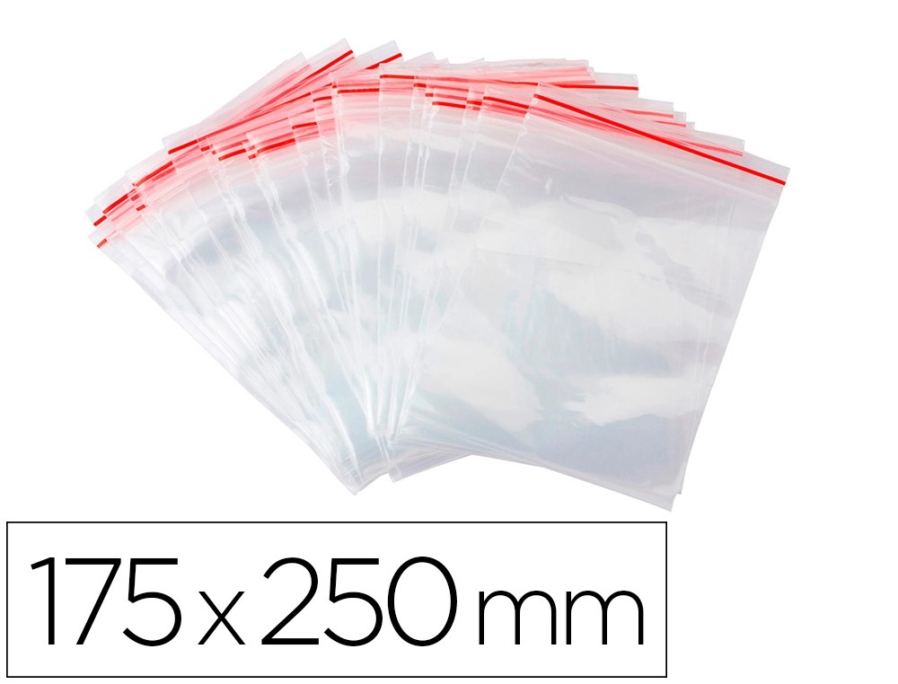 BOLSA PLASTICO AUTO-CIERRE 175X250MM PAQUETE DE 100 BOLSAS