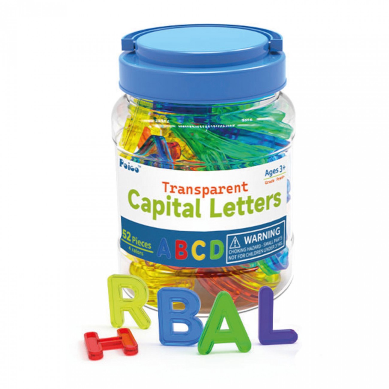 BOTE SET 52 LETRAS MAYUSCULAS TRANSLUCIDAS