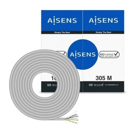 Bobina de Cable RJ45 UTP AWG23 CCA (Aleación) Aisens A135-0661 Cat.6/ 305m/ Gris