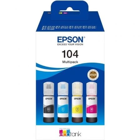 Botella de Tinta Original Epson nº104 Multipack/ Negro/ Cian/ Amarillo/ Magenta