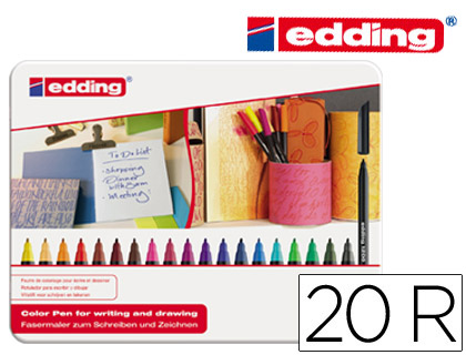 CAJA METALICA DE ROTULADORES EDDING 1200 CON 20 COLORES REF: 1200-20-S