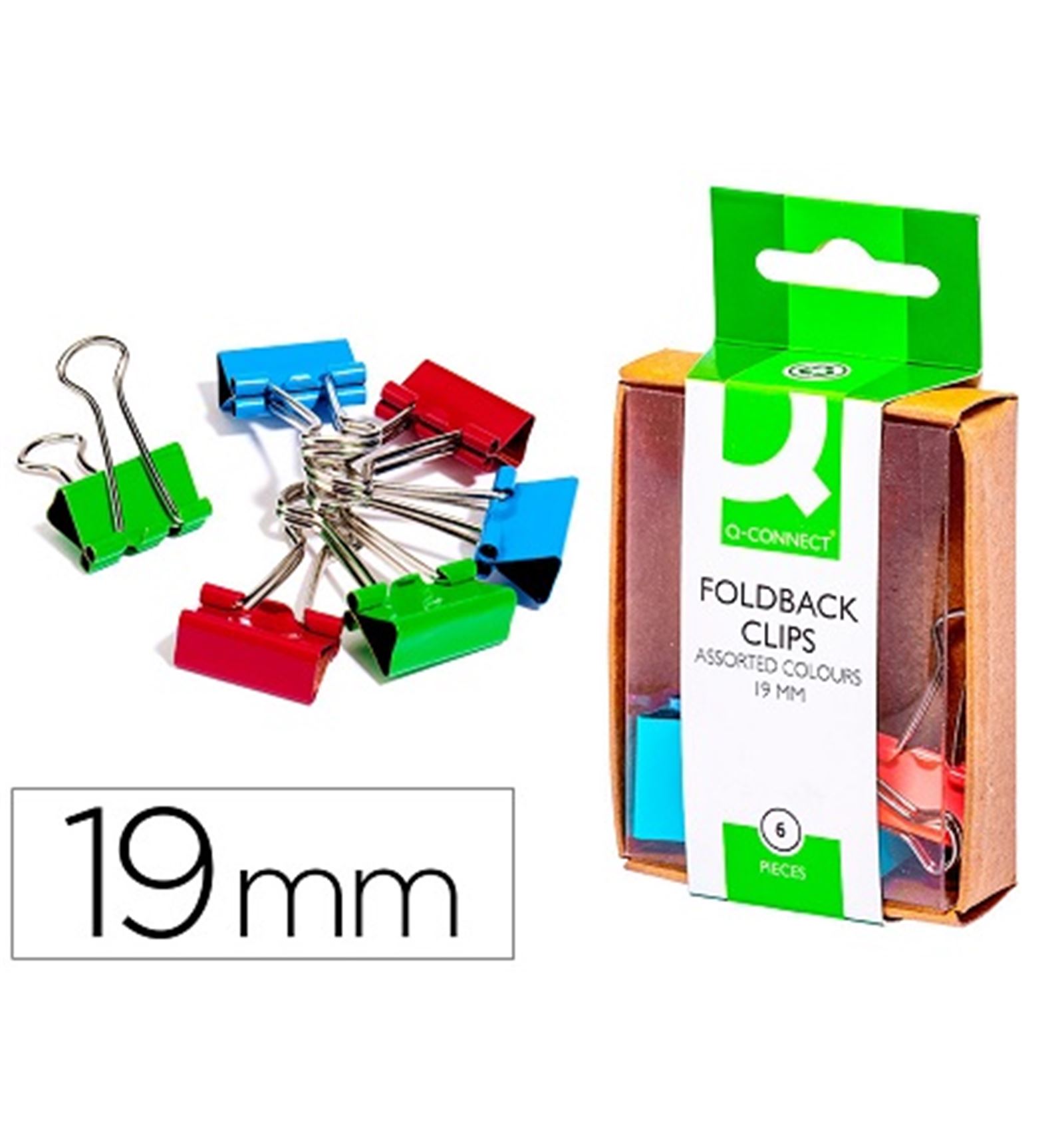 CAJA PINZAS ***COLORES*** DE 19MM *** Q-CONNECT