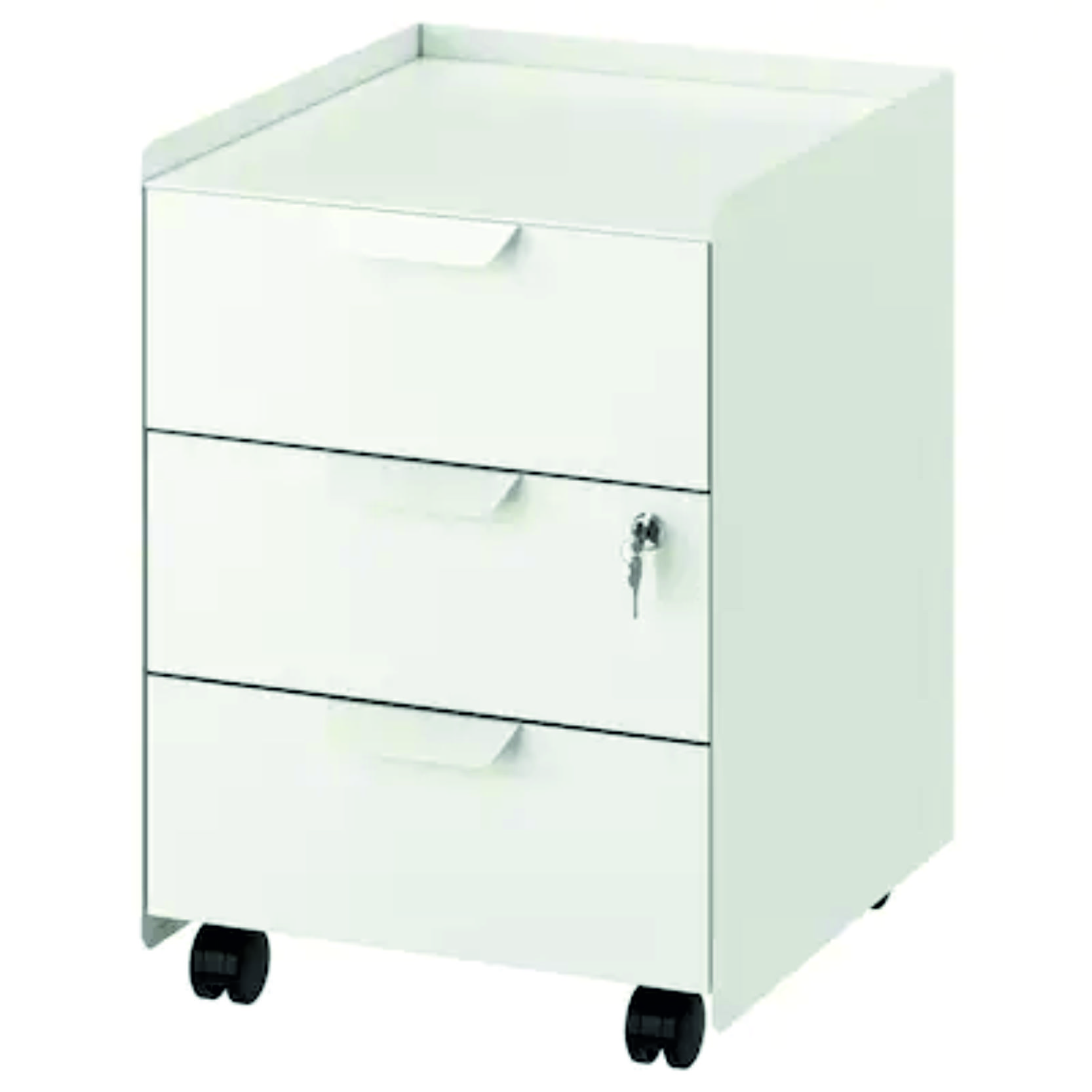 CAJONERA METALICA COLOR BLANCO / 3 CAJONES, CON CERRADURA  Y RUEDAS DIMENSIONES 56X47X40CM REF: 80485098