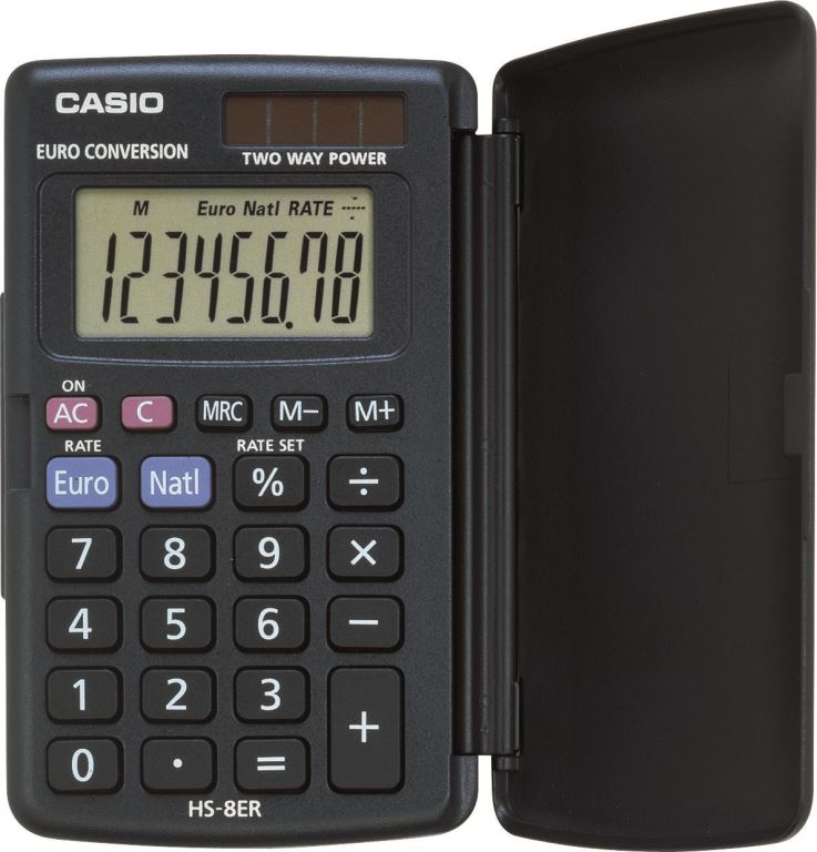 CALCULADORA BOLSILLO CASIO 8DIG EURO HS-8ER CS1