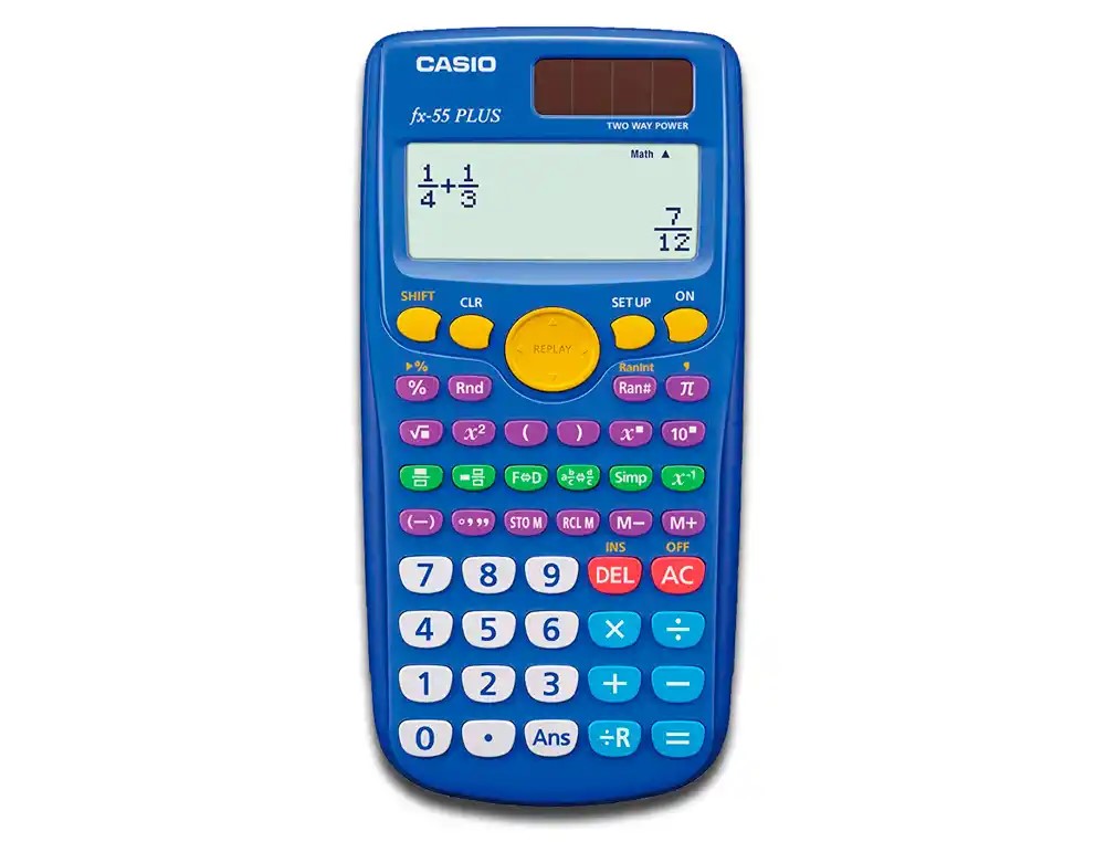 CALCULADORA CIENTIFICA CASIO FX55 PLUS 240 FUNCIONES PANTALLA DE CUATRO LINEAS SOLAR Y PILA