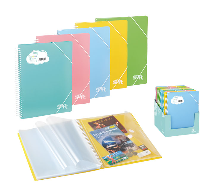 CARPETA DE 40 FUNDAS CON SOBRE Y GOMA DE CIERRE COLOR AMARILLO REF: POLIP SOFT 53264020