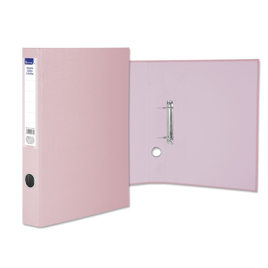 CARPETA FOLIO 2 ANILLAS DE 25MM COLOR PASTEL ROSA