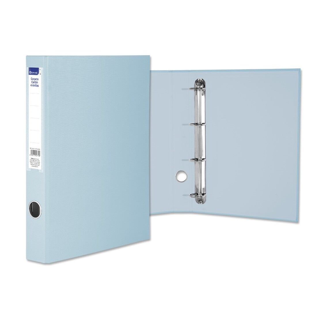 CARPETA FOLIO 4 ANILLAS DE 25MM COLOR PASTEL AZUL