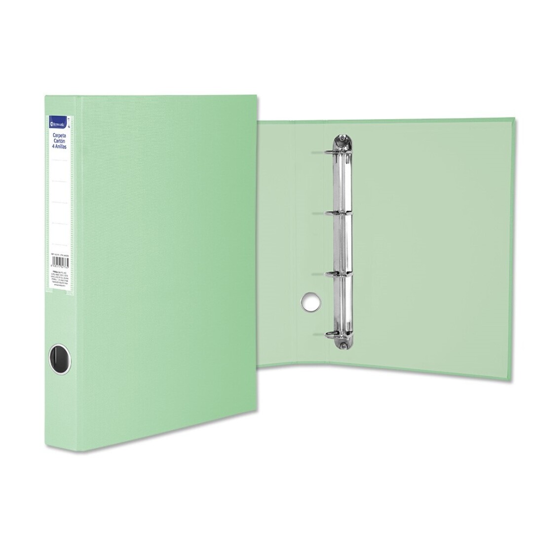 CARPETA FOLIO 4 ANILLAS DE 25MM COLOR PASTEL VERDE