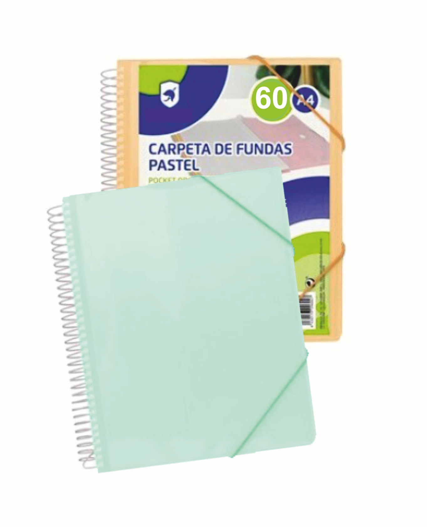 CARPETA FUNDAS ESPIRAL DE 60 FUNDAS CON CIERRE CON GAMAS + PORTADA PERSONALIZABLE + 1 BOLSA DE CLIP