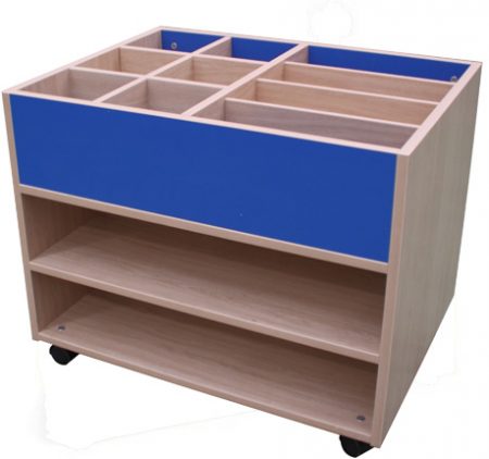 CARRO LIBRERIA ALTO DOBLE CARA 6 CASILLAS 4 ESTANTES 80X64X60CM