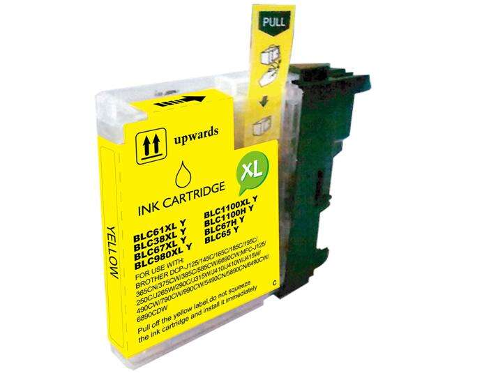 CARTUCHO COMPATIBLE BULK - Brother LC980XL/LC1100XL/LC985XL Amarillo Cartucho de Tinta Generico - Reemplaza LC980Y/LC1100Y/LC985Y