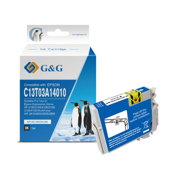 CARTUCHO COMPATIBLE G&G Epson 603XL Negro Cartucho de Tinta Pigmentada Generico - Reemplaza C13T03A14010/C13T03U14010