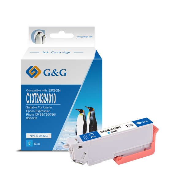 CARTUCHO COMPATIBLE G&G Epson T2432/T2422 (24XL) Cyan Cartucho de Tinta Generico - Reemplaza C13T24324012/C13T24224012