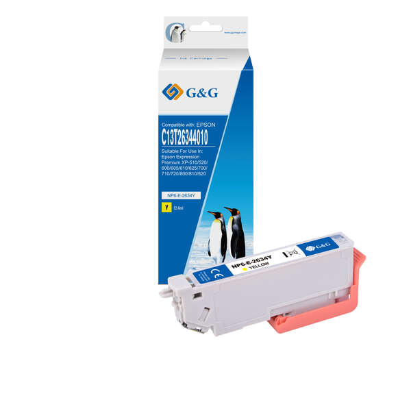 CARTUCHO COMPATIBLE G&G Epson T2634/T2614 (26XL) Amarillo Cartucho de Tinta Generico - Reemplaza C13T26344012/C13T26144012