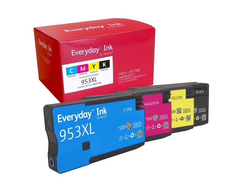 CARTUCHO COMPATIBLE Xerox Everyday HP 953XL Pack de 4 Cartuchos de Tinta Remanufacturados - Reemplaza L0S70AE/F6U16AE/F6U17AE/F6U18AE/L0S58AE/F6U12AE/