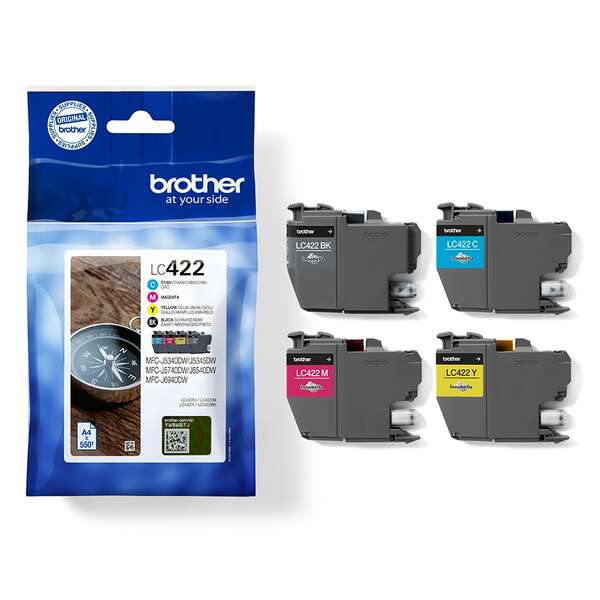 CARTUCHO ORIGINAL Brother LC422 Pack de 4 Cartuchos de Tinta Originales - LC422VAL
