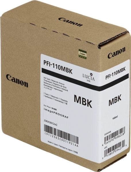 CARTUCHO ORIGINAL Canon PFI110 Negro Mate Cartucho de Tinta Original - 2363C001