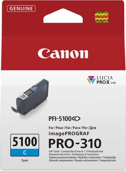 CARTUCHO ORIGINAL Canon PFI5100 Cyan Cartucho de Tinta Original - PFI5100C/6953C001