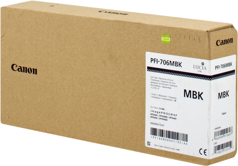 CARTUCHO ORIGINAL Canon PFI706 Negro Mate Cartucho de Tinta Original - 6680B001