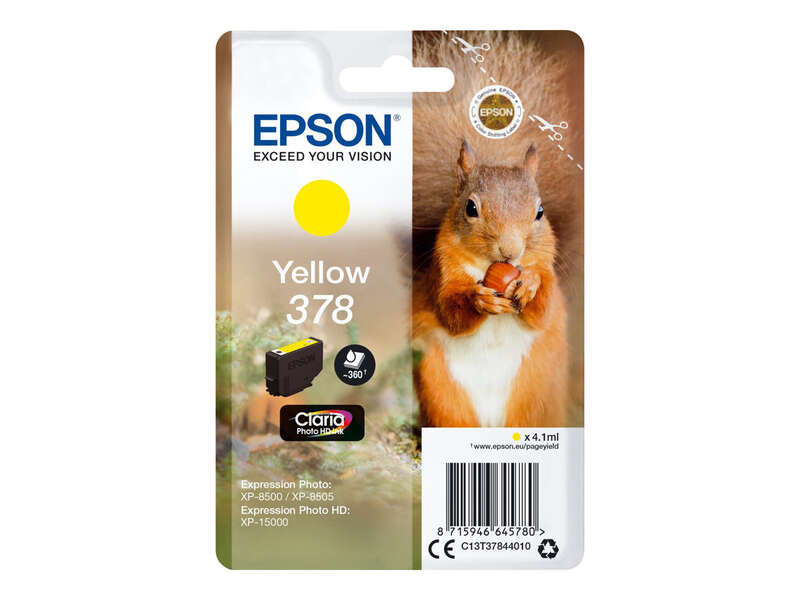 CARTUCHO ORIGINAL Epson 378 Amarillo Cartucho de Tinta Original - C13T37844010