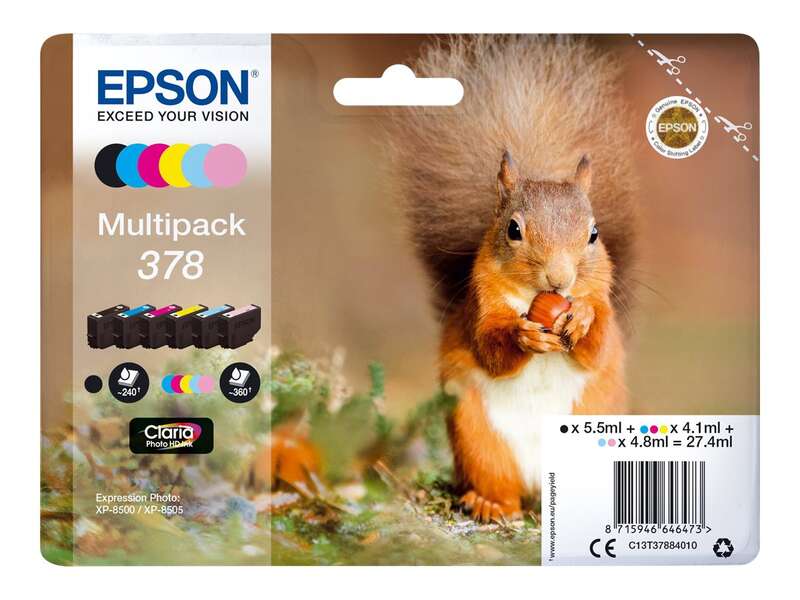 CARTUCHO ORIGINAL Epson 378 Pack de 6 Cartuchos de Tinta Originales - C13T37884010
