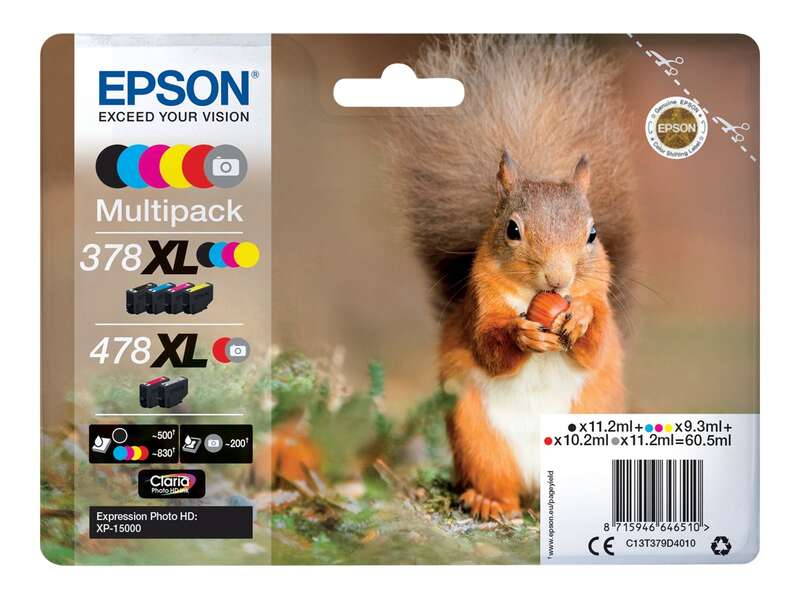 CARTUCHO ORIGINAL Epson 378XL/478XL Pack de 6 Cartuchos de Tinta Originales - C13T379D4010