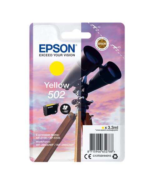 CARTUCHO ORIGINAL Epson 502 Amarillo Cartucho de Tinta Original - C13T02V44010