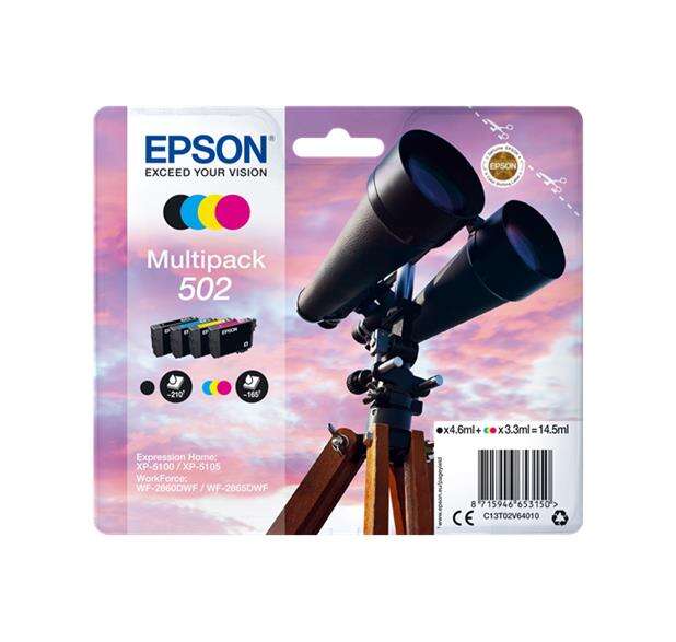 CARTUCHO ORIGINAL Epson 502 Pack de 4 Cartuchos de Tinta Originales - C13T02V64010