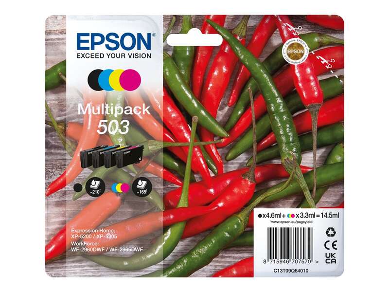 CARTUCHO ORIGINAL Epson 503 Pack de 4 Cartuchos de Tinta Originales - C13T09Q64010
