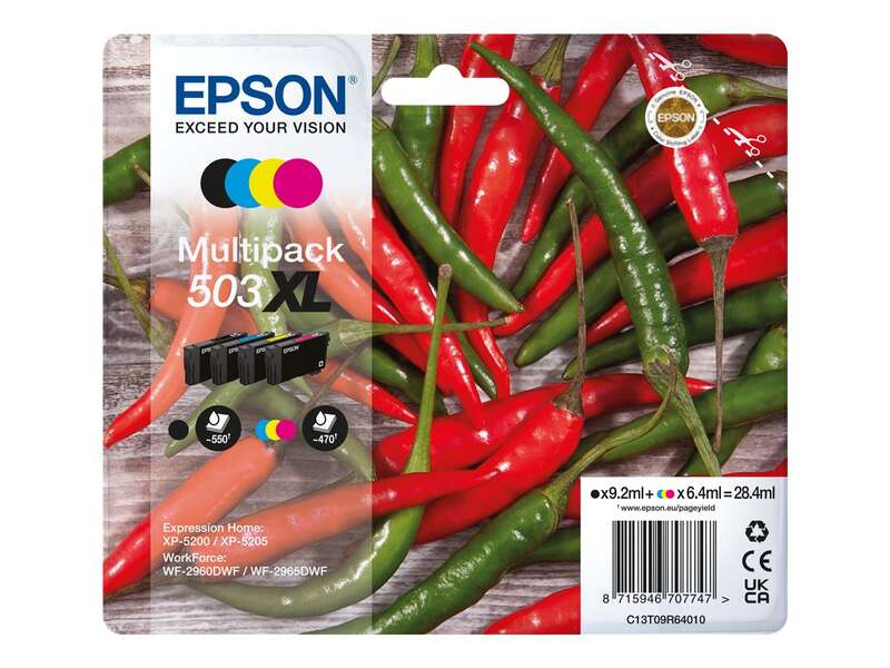 CARTUCHO ORIGINAL Epson 503XL Pack de 4 Cartuchos de Tinta Originales - C13T09R64010