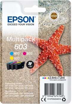 CARTUCHO ORIGINAL Epson 603 Pack de 3 Cartuchos de Tinta Originales - Cyan, Magenta, Amarillo - C13T03U54010
